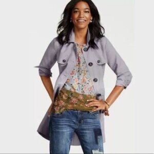 CABI Tanner Trench Coat Silver Lake Blue Sz Small #5296 EUC